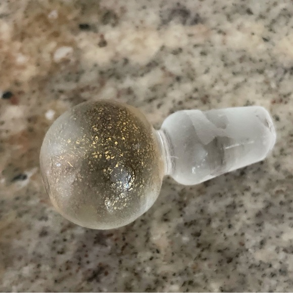 Venetian Murano White Latticino Striped Perfume Bottle Gold Fleck Stopper PINK - Picture 8 of 10